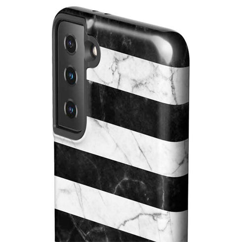 Black and White Striped Marble Galaxy S21 Plus 5G Pro Case