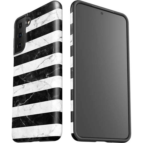 Black and White Striped Marble Galaxy S21 Plus 5G Pro Case