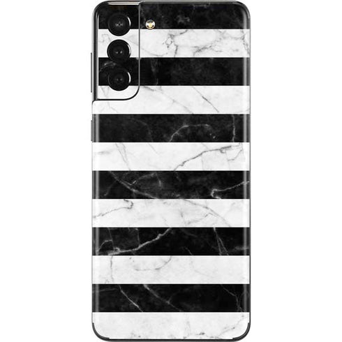 Black and White Striped Marble Galaxy S21 Plus 5G Skin