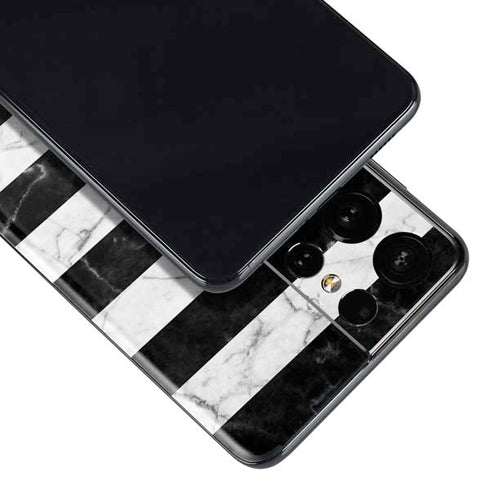 Black and White Striped Marble Galaxy S21 Ultra 5G Skin
