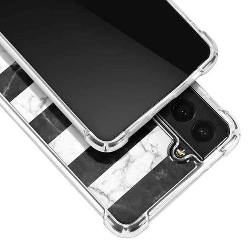Black and White Striped Marble Galaxy S22 Plus Clear Case