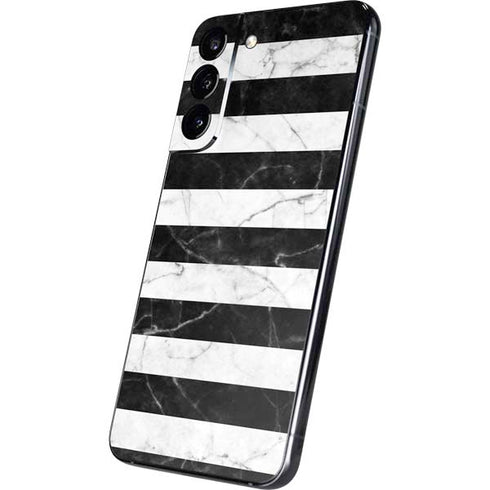 Black and White Striped Marble Galaxy S22 Plus Skin