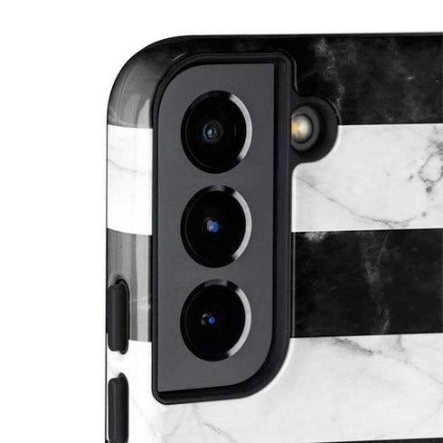 Black and White Striped Marble Galaxy S22 Pro Case