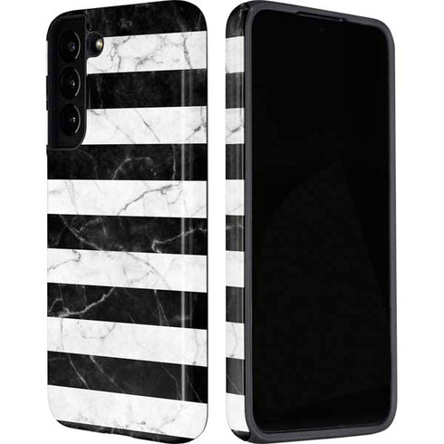 Black and White Striped Marble Galaxy S22 Pro Case