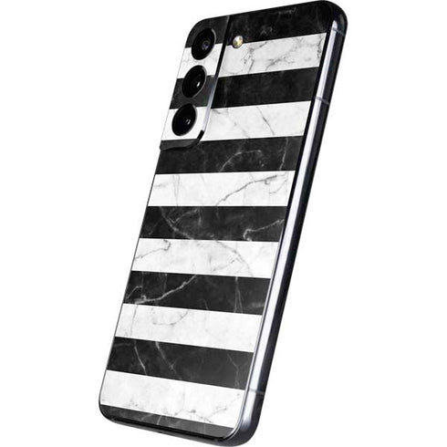Black and White Striped Marble Galaxy S22 Skin