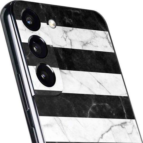 Black and White Striped Marble Galaxy S22 Skin