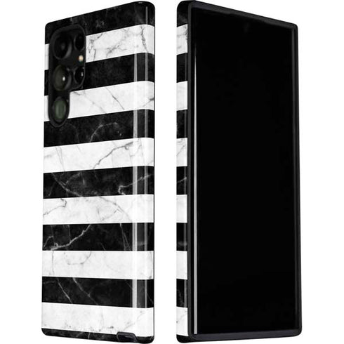 Black and White Striped Marble Galaxy S22 Ultra Pro Case