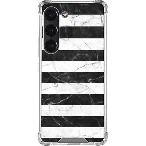 Black and White Striped Marble Galaxy S23 Clear Case