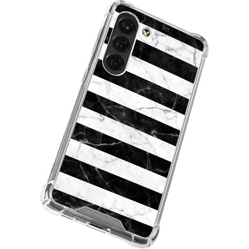Black and White Striped Marble Galaxy S23 Clear Case