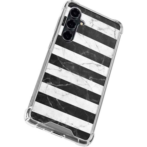 Black and White Striped Marble Galaxy S23 FE Clear Case
