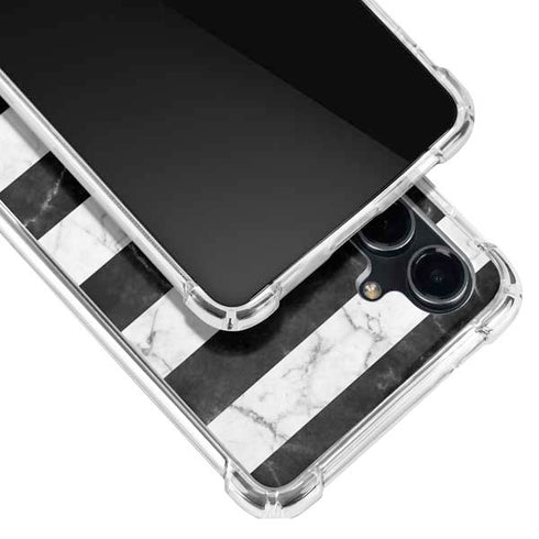 Black and White Striped Marble Galaxy S23 FE Clear Case