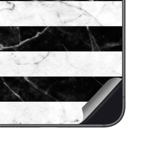 Black and White Striped Marble Galaxy S23 FE Skin
