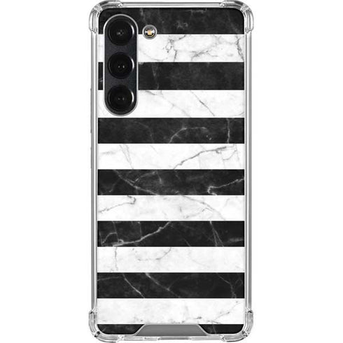 Black and White Striped Marble Galaxy S23 Plus Clear Case