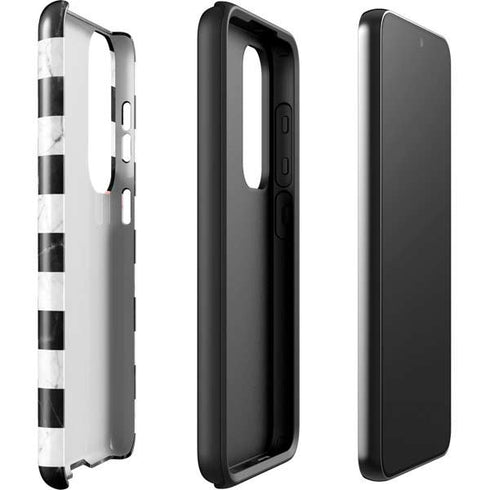 Black and White Striped Marble Galaxy S23 Plus Pro Case