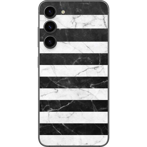 Black and White Striped Marble Galaxy S23 Plus Skin