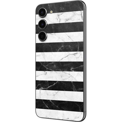 Black and White Striped Marble Galaxy S23 Plus Skin