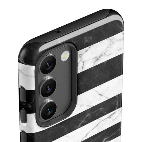 Black and White Striped Marble Galaxy S23 Pro Case