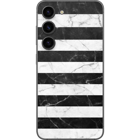 Black and White Striped Marble Galaxy S23 Skin