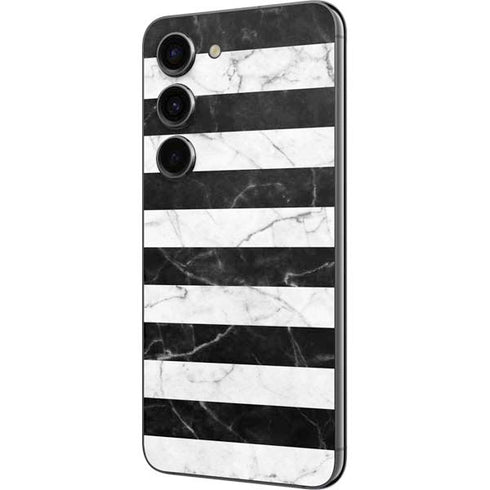 Black and White Striped Marble Galaxy S23 Skin