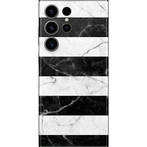 Black and White Striped Marble Galaxy S23 Ultra Skin