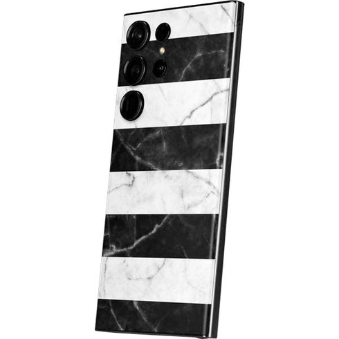 Black and White Striped Marble Galaxy S23 Ultra Skin