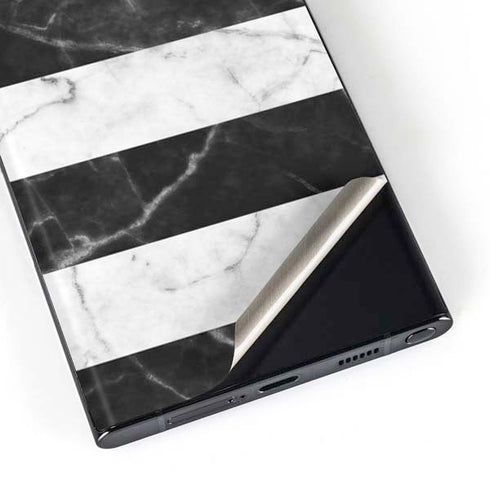 Black and White Striped Marble Galaxy S23 Ultra Skin