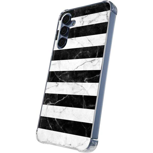 Black and White Striped Marble Galaxy S24 Clear Case
