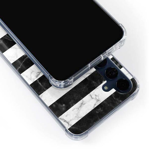 Black and White Striped Marble Galaxy S24 Clear Case