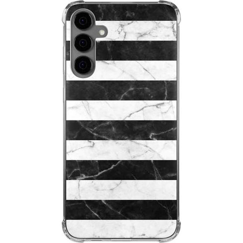 Black and White Striped Marble Galaxy S24 Plus Clear Case