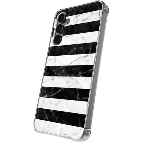 Black and White Striped Marble Galaxy S24 Plus Clear Case