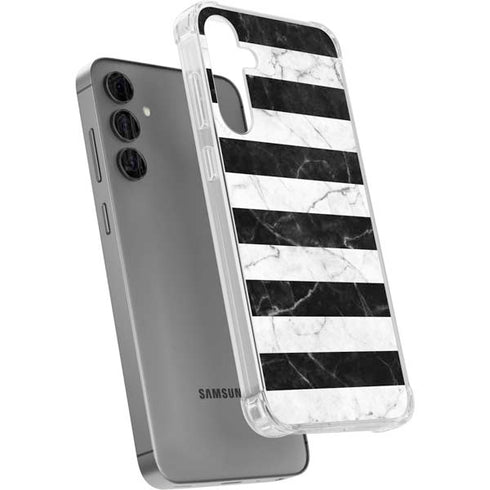 Black and White Striped Marble Galaxy S24 Plus Clear Case