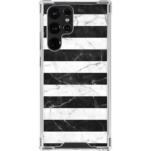 Black and White Striped Marble Galaxy S24 Ultra Clear Case