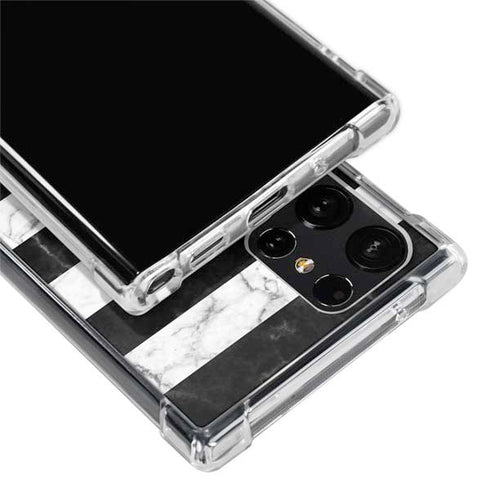 Black and White Striped Marble Galaxy S24 Ultra Clear Case