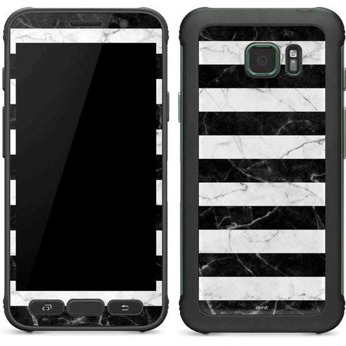Black and White Striped Marble Galaxy S7 Active Skin