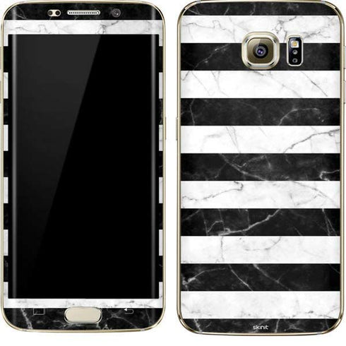 Black and White Striped Marble Galaxy S7 Edge Skin