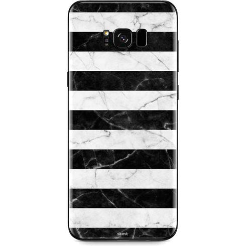 Black and White Striped Marble Galaxy S8 Skin