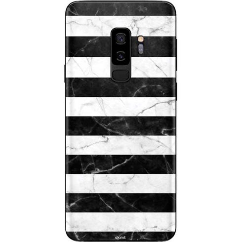 Black and White Striped Marble Galaxy S9 Plus Skin