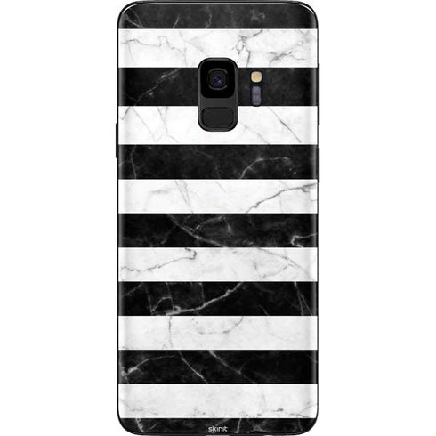 Black and White Striped Marble Galaxy S9 Skin