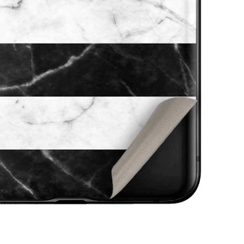 Black and White Striped Marble Galaxy Z Flip Skin