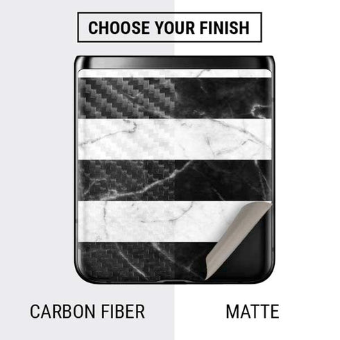 Black and White Striped Marble Galaxy Z Flip Skin