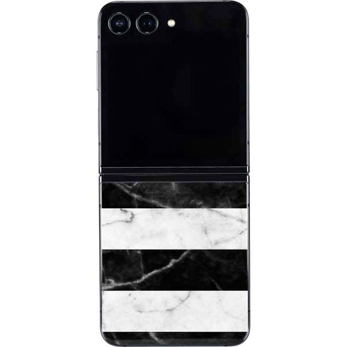 Black and White Striped Marble Galaxy Z Flip5 5G Skin