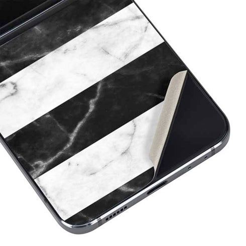 Black and White Striped Marble Galaxy Z Flip5 5G Skin