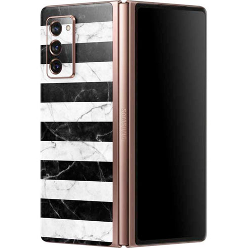 Black and White Striped Marble Galaxy Z Fold2 5G Skin
