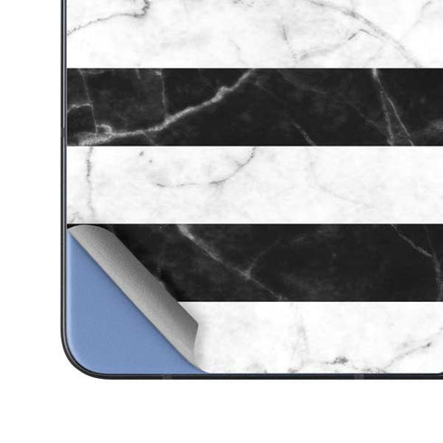 Black and White Striped Marble Galaxy Z Fold5 5G Skin