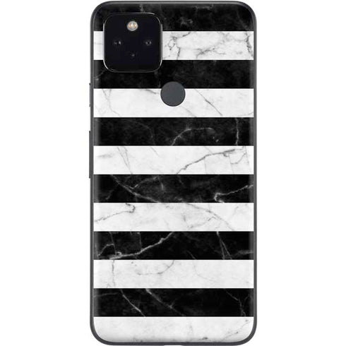 Black and White Striped Marble Google Pixel 4a 5G Skin