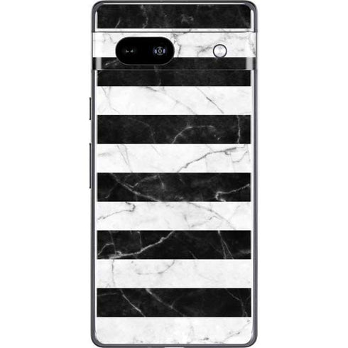 Black and White Striped Marble Google Pixel 7a Skin
