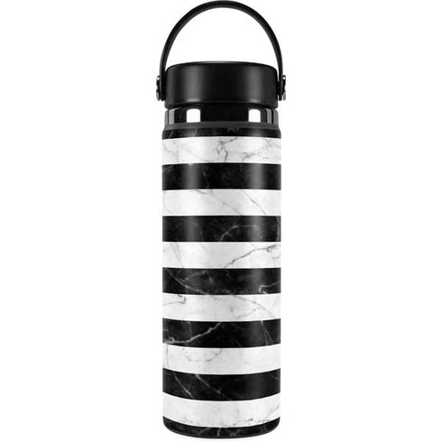 Black and White Striped Marble Hydro Flask 20oz Wide Mouth Skin
