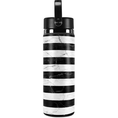 Black and White Striped Marble Hydro Flask 20oz Wide Mouth Skin