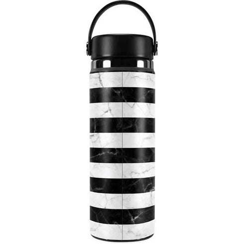 Black and White Striped Marble Hydro Flask 20oz Wide Mouth Skin