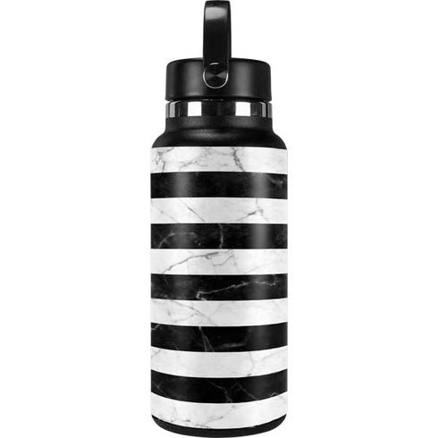 Black and White Striped Marble Hydro Flask 32oz Wide Mouth Skin